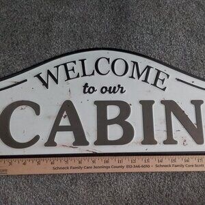 Welcome to our cabin sign